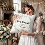 Personalisierte Nachahmung Stickerei Hochzeit Ringe weiches Kissen Abdeckung mit Namen und Datum Hochzeit Jahrestag Geschenk für Paare Newlyweds