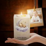 Personalised Watercolour Sleeping Bear Wooden Candle Jar with Name and Date Home Decor Memorial Gift for Loss of Baby Family