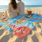 Personalized Cartoon Surfer Character Quick Dry Oversized Beach Towel with Name Summer Vacation Daily Use Birthday Gift for Friends