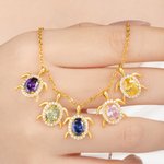 Personalized 1-6 Sea Turtle Birthstones Zircon Sterling Silver Necklace Dainty Jewelry Birthday Anniversary Gift for Women Turtle Lovers