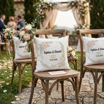 Personalisierte Nachahmung Stickerei Hochzeit Ringe weiches Kissen Abdeckung mit Namen und Datum Hochzeit Jahrestag Geschenk für Paare Newlyweds
