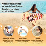 Serviette de plage personnalisée avec personnage de dessin animé et nom - Cadeau vacances pour amis nageurs
