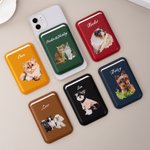 Personlig oljemaleri stil kjæledyrfoto PU lær iPhone MagSafe kortholder med navn Daglig bruk Jubileum bursdagsgave til kjæledyrelsker