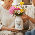 Personalisierte 1-6 Geburt Blumen Keramik Blumenvase mit Namen Text und Titel Muttertag Geburtstag Geschenk für Oma Mom