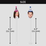 Personalized Birthday Hat Face Photo Acrylic Cocktail Stick Drink Stirrer with Age Birthday Party Decor Gift for Friends