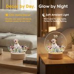 Personalized Floral Pet Photo LED Night Light with Name Date and Wooden Base Sympathy Memorial Loss of Pet Birthday Gift for Pet Owners Lovers