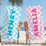 Personalisierte Muticolor Schachbrett schnell trocken überdimensioniert Mikrofaser Strandtuch mit Namen Travel Essentials Beach Party Geschenk für Familie Freund