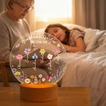 Mariposas Personalizadas 1-13 Flores de Nacimiento LED Luz de Noche con Nombre y Base de Madera Decoración del Hogar Día de la Madre Regalo de Cumpleaños para Madres Abuelas