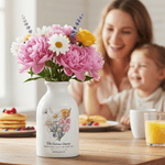Personalisierte 1-6 Geburt Blumen Keramik Blumenvase mit Namen Text und Titel Muttertag Geburtstag Geschenk für Oma Mom