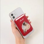 Personlig oljemaleri stil kjæledyrfoto PU lær iPhone MagSafe kortholder med navn Daglig bruk Jubileum bursdagsgave til kjæledyrelsker