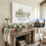 Personalised Watercolor Wedding Venue Portrait Canvas Prints  with Name and Date Home Decor Ship from USA Anniversary Wedding Gift for Couple