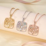 Personalized Dainty Family Tree Necklace with 1-8 Birthstones Exquisite Jewelry Mother's Day Birthday  Gift for Mom Grandma