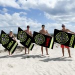 Personalised Firefighting Element Oversized Quick Dry Beach Towel with Name Beach Travel Essentials Father's Day Birthday Gift for Firefighter Dad