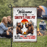 Personalized Welcome To The Bear Family Fire Garden Flag with Names Home Garden Decor Camping Anniversary Gift for Family Gardening Enthusiasts
