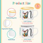 Personalised Easter Bunny 12 oz Coloured Rim Enamel Mug with Name and Initial Daily Use Easter Gift for Family Kids