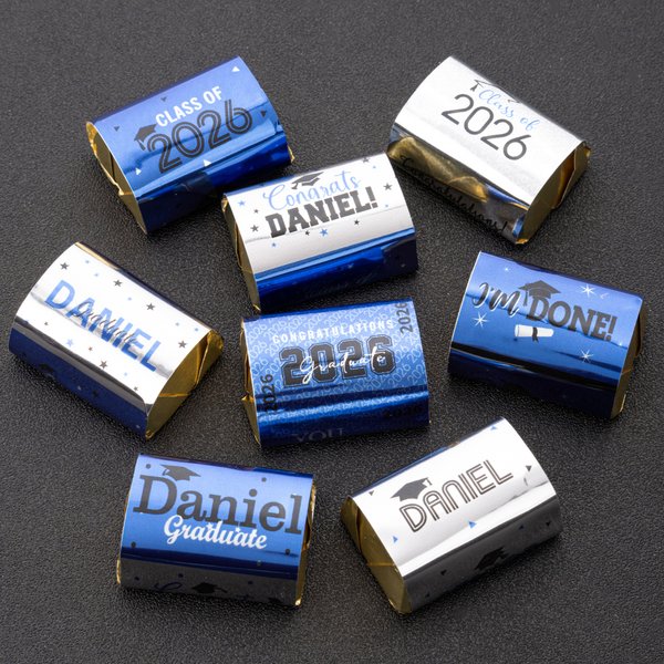 Gepersonaliseerde afstuderen 120 stuks chocolade wikkel stickers met naam jaar school naam afstuderen partij snoep decoratie Favor voor afgestudeerden