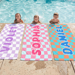 Personalisierte Muticolor Schachbrett schnell trocken überdimensioniert Mikrofaser Strandtuch mit Namen Travel Essentials Beach Party Geschenk für Familie Freund