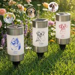 Personalized Dog Cat Pet Photo Waterproof Solar Garden Light with Name Pet Sympathy Memorial Gift for Pet Lovers Owners