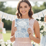 Personalised Something Blue Vintage Floral A5 Notebook with Name Date and 200 Lined Pages Bridal Shower Wedding Gift for Bride