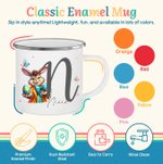 Personalised Easter Bunny 12 oz Coloured Rim Enamel Mug with Name and Initial Daily Use Easter Gift for Family Kids