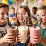 Personalized Birthday Hat Face Photo Acrylic Cocktail Stick Drink Stirrer with Age Birthday Party Decor Gift for Friends