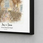 Personalised Watercolor Wedding Venue Portrait Canvas Prints  with Name and Date Home Decor Ship from USA Anniversary Wedding Gift for Couple