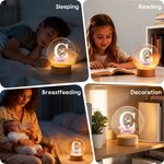Personalized Fantasy Star Cloud Cute Forest Animal Initial Name LED Night Light with Wooden Base Nursery Decor Birthday Baby Shower Gift for Kids