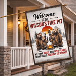 Personalized Welcome To The Bear Family Fire Garden Flag with Names Home Garden Decor Camping Anniversary Gift for Family Gardening Enthusiasts