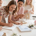 Personalised Something Blue Vintage Floral A5 Notebook with Name Date and 200 Lined Pages Bridal Shower Wedding Gift for Bride