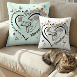 Personalizzato Cuore contorno mano a mano floreale morbido cuscino di copertura con nome Home Decor Festa della mamma regalo di compleanno per la mamma proprietario di animali domestici