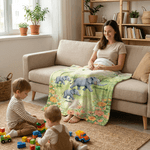 Personnalisé Fleur de Printemps Cartoon Elephant Douce Couverture avec Nom Décoration Maison Cadeau de Fête des Mères pour Maman Grand-mère