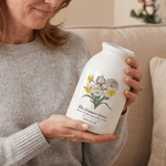 Personalisierte 1-6 Geburt Blumen Keramik Blumenvase mit Namen Text und Titel Muttertag Geburtstag Geschenk für Oma Mom