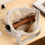 Personalised Multi-Colour Birth Flower Corduroy Tote Bag with Name and Initial Daily Use Birthday Gift for Girlfriend Mom