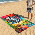 Serviette de plage surdimensionnée à séchage rapide avec nom Fête de la plage, piscine, vacances d'été Cadeau pour Gamer Kid