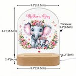 Personalized Cute Floral Mom-Baby Elephant Arched LED Night Light with Name and Wooden Base Home Decor 1st Mother's Day Gift for Mother Baby