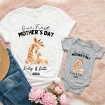 Personalized Our First Mother's Day 100% Cotton T-shirt Baby Bodysuit with Name Birthday Mother's Day Gift for Baby Mother