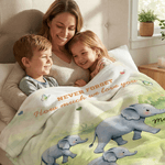 Personnalisé Fleur de Printemps Cartoon Elephant Douce Couverture avec Nom Décoration Maison Cadeau de Fête des Mères pour Maman Grand-mère