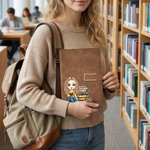 Personalized Cartoon Reading Character Name PU Leather A5 Notebook with Pen Loop Daily Office Use Birthday Gift for Bookworms Book Lovers