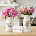 Personalisierte 1-6 Geburt Blumen Keramik Blumenvase mit Namen Text und Titel Muttertag Geburtstag Geschenk für Oma Mom