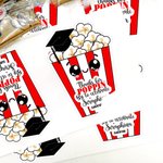 Personalisierte Dank für Poppin durch zu feiern Popcorn Aufkleber Etiketten mit Namen Graduierung Party Gunst für Absolventen Freunde