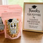Personalisierte Dank für Poppin durch zu feiern Popcorn Aufkleber Etiketten mit Namen Graduierung Party Gunst für Absolventen Freunde