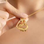 Personalisierte Halskette mit aufklappbarem Herzanhänger | mit 1–5 Namensringen und Geburtssteinen | Muttertag Geburtstag Geschenk für Mama