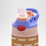 Personalised Cute Black Boy Kid Water Bottle with Name and Silicone Straw Outdoors Birthday Back to School Gift for Black Boy