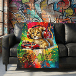 Graffiti Personalizado Animal Gamer Manta Suave con Nombre Decoración del Hogar Uso Diario Regalo de Cumpleaños para Amigos Gamers