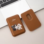 Personlig oljemaleri stil kjæledyrfoto PU lær iPhone MagSafe kortholder med navn Daglig bruk Jubileum bursdagsgave til kjæledyrelsker