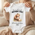 Personalized Our First Mother's Day 100% Cotton T-shirt Baby Bodysuit with Name Birthday Mother's Day Gift for Baby Mother