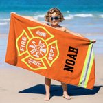Personalised Firefighting Element Oversized Quick Dry Beach Towel with Name Beach Travel Essentials Father's Day Birthday Gift for Firefighter Dad