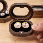 Personalized Family Photo Circular Cufflinks with Wooden Storage Box Wedding Anniversary Birthday Gift for Husband Groomsman Boyfriend