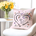 Personalizzato Cuore contorno mano a mano floreale morbido cuscino di copertura con nome Home Decor Festa della mamma regalo di compleanno per la mamma proprietario di animali domestici