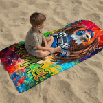 Serviette de plage surdimensionnée à séchage rapide avec nom Fête de la plage, piscine, vacances d'été Cadeau pour Gamer Kid
